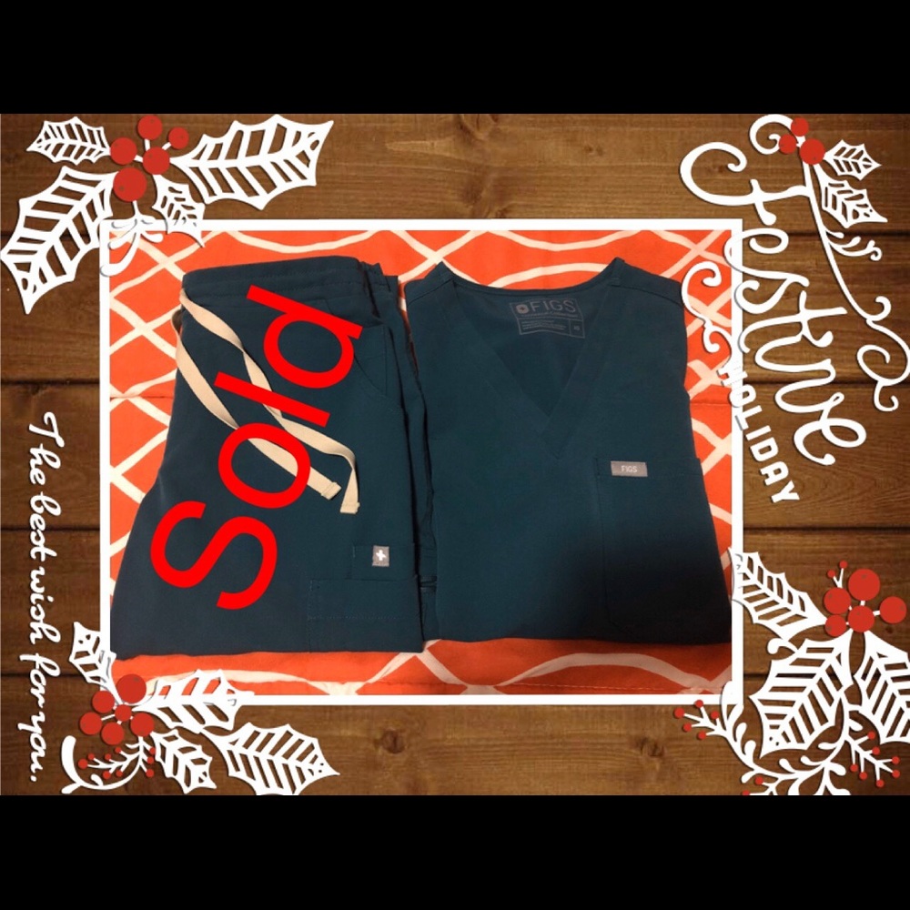 Figs Scrub Catarina Top in Carribean Blue XS